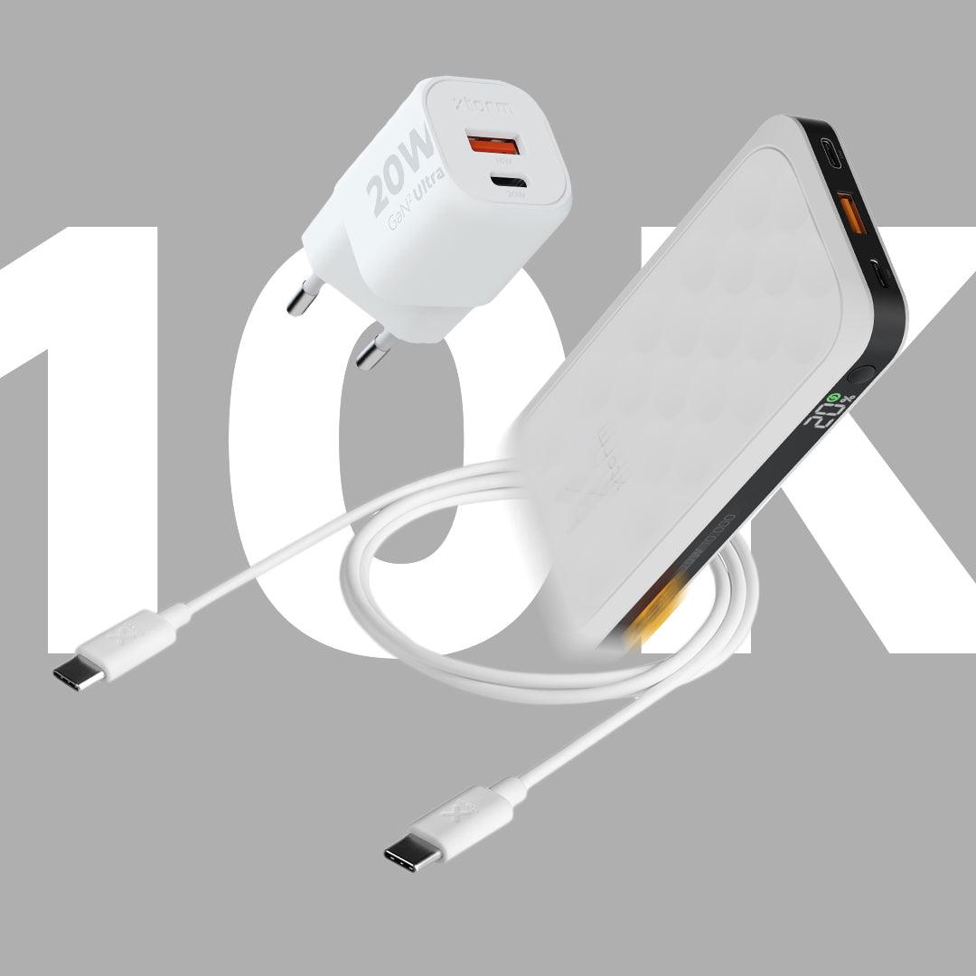 FS5 Dusk White 10.000 20W + 20W Snellader + USB-C PD kabel 100W Bundel - Xtorm EU