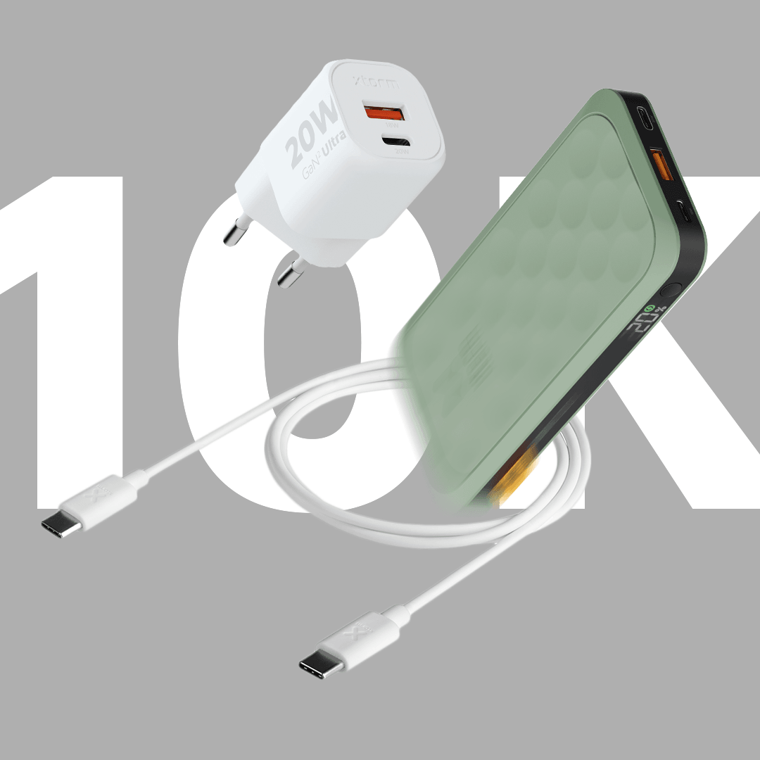 FS5 Sage Green 10.000 20W +20W Snellader +USB-C PD kabel 100W Bundel - Xtorm EU