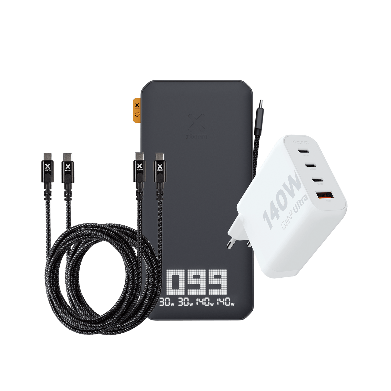 XB403 + 2x USB-C PD 240W Cable + Fast Charge Adapter 140W - Xtorm EU